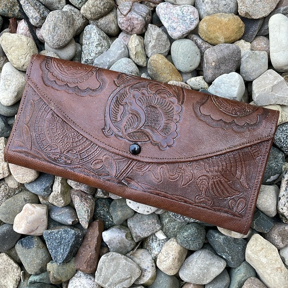 Vintage Bennine YEO Congura Kangaroo Leather Mexican Envelope Clutch Purse
